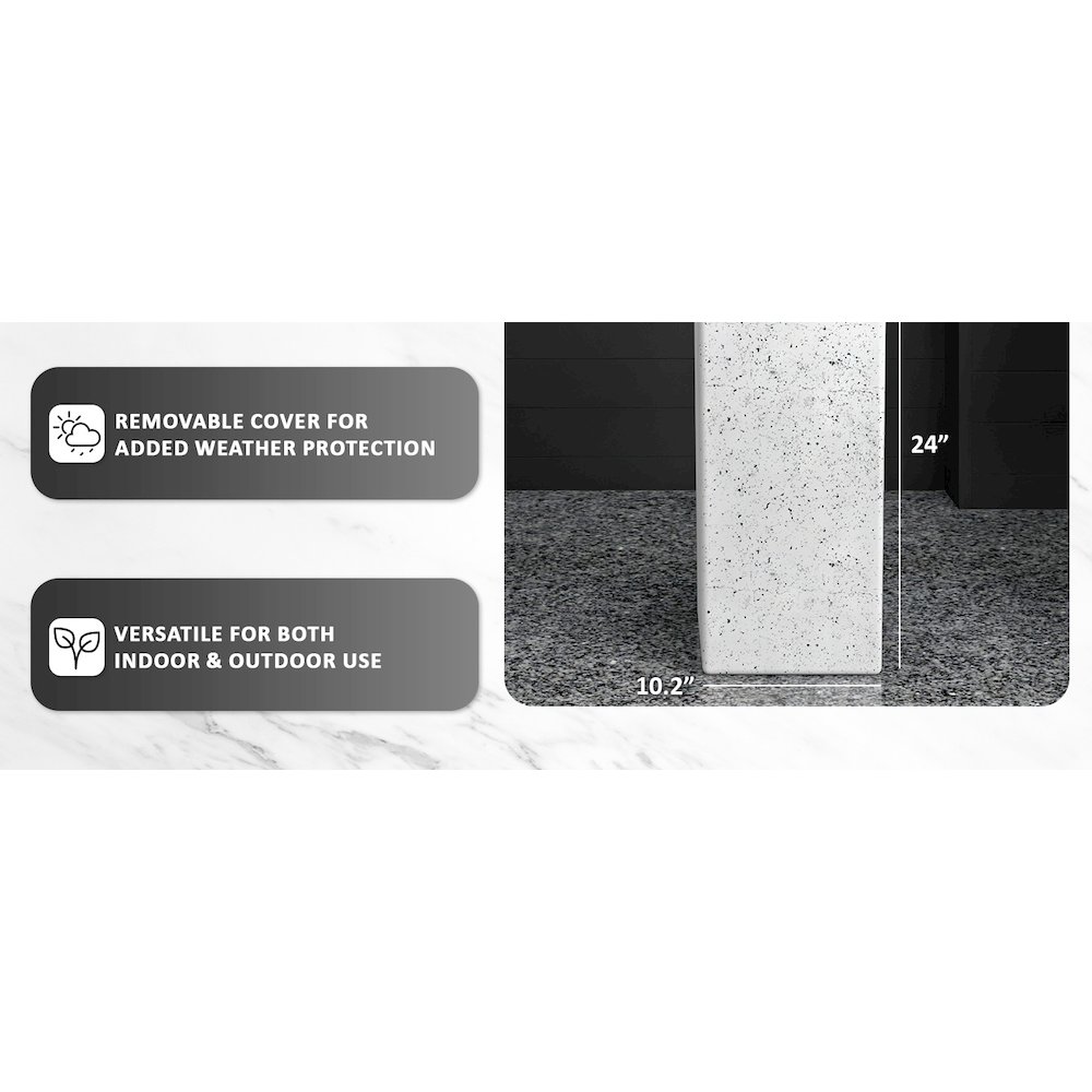 Terra Series Poly Stone Planter in Dotted White 10.2" x 10.2" 23.6" High. Picture 5