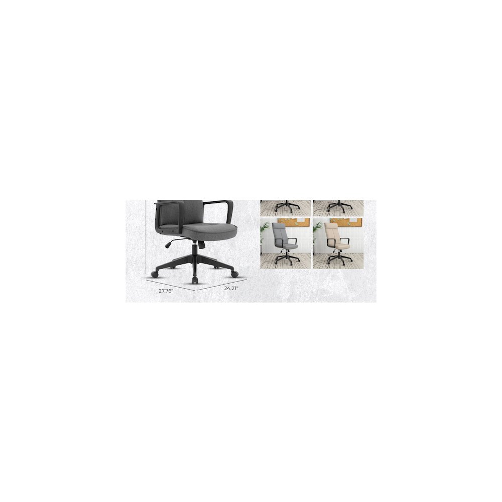 Aiaria Collection Modern Office Chair In Charcoal Fabric. Picture 19