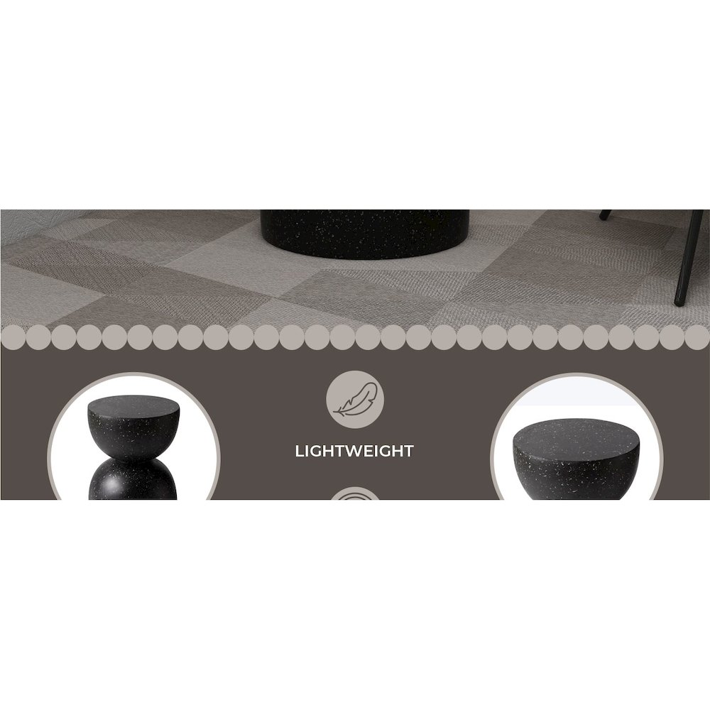 Sage Collection Fiberglass Outdoor Side Table in Black. Picture 4