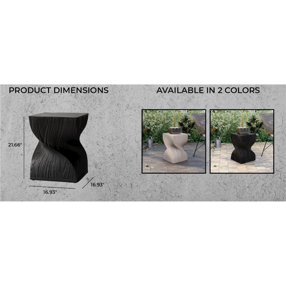 Onyx Collection Fiberglass Outdoor Side Table in Black. Picture 6