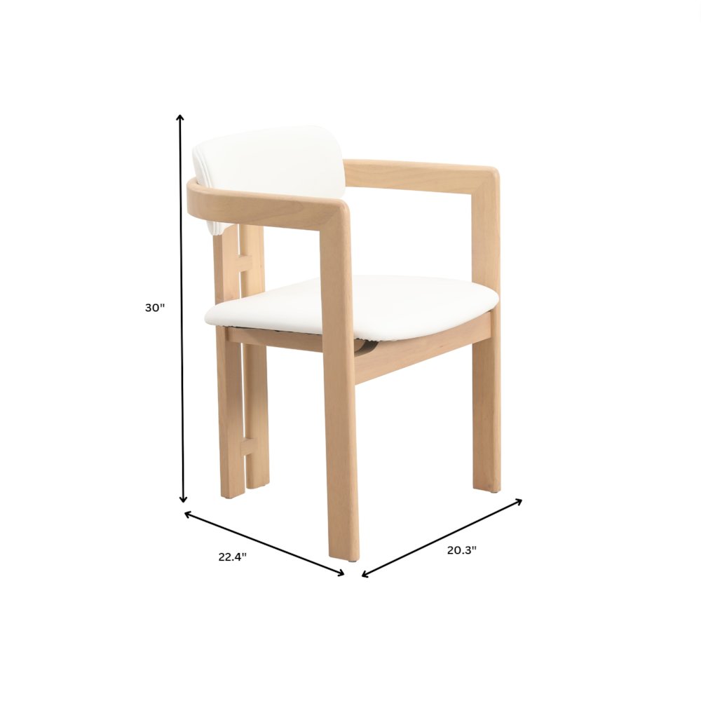 Velo Series Modern Dining Chair in Natrual Wood with White Seat. Picture 2