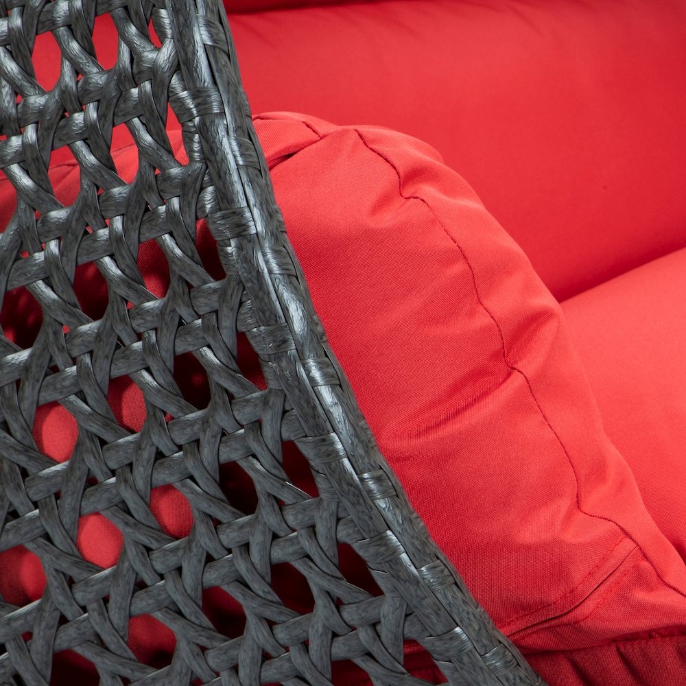 Charcoal Wicker Hanging 2 person Egg Swing Chair. Picture 7