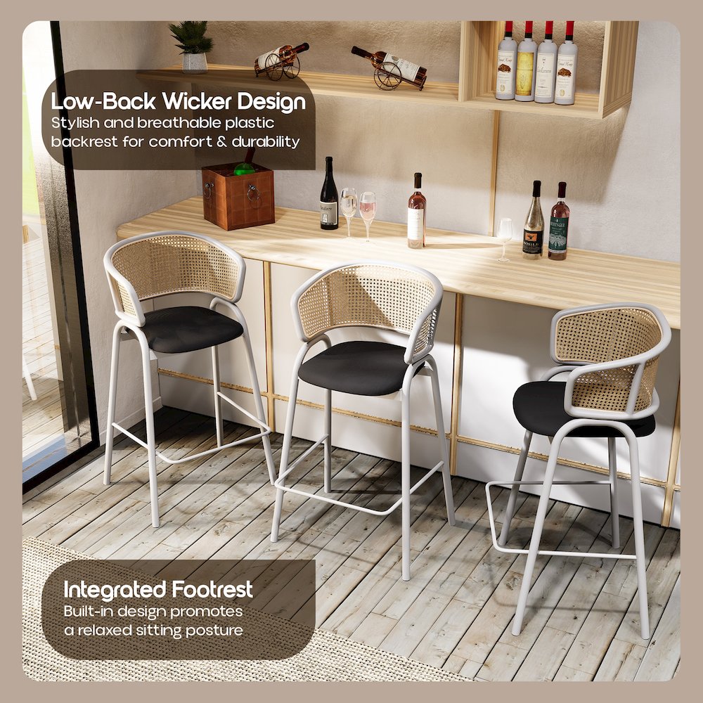 Ervilla Wicker Bar Stool Set of 2. Picture 2