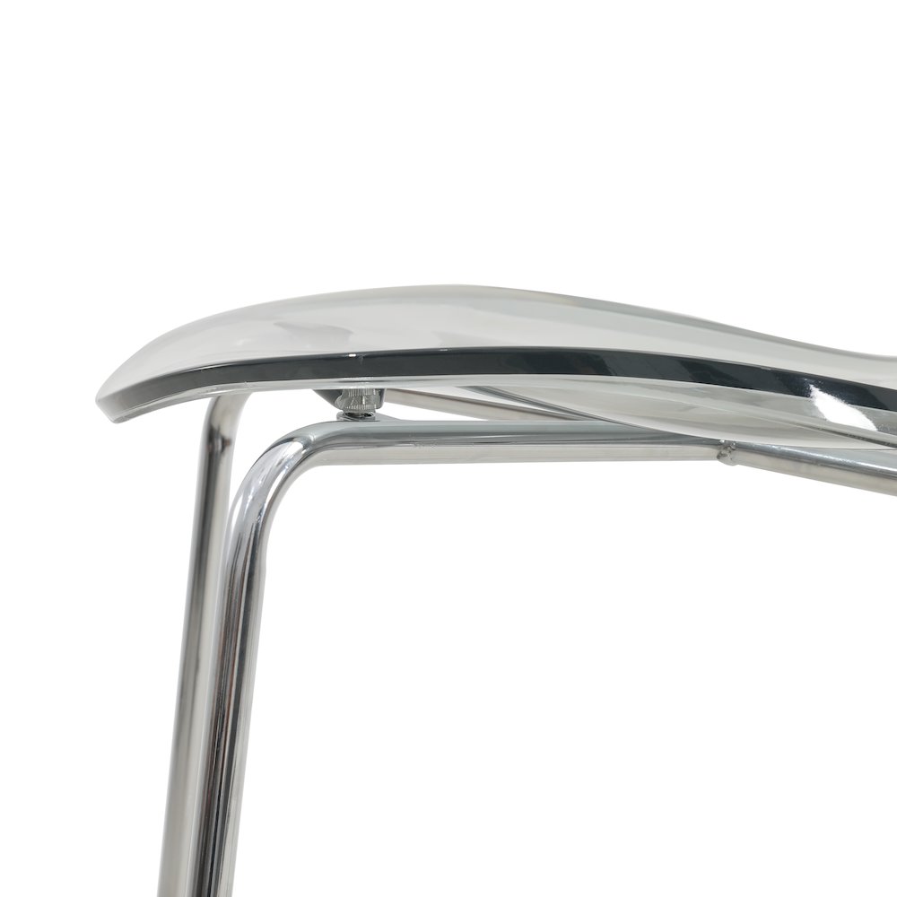 Oyster Acrylic Barstool with Steel Frame in Chrome Finish in Smoke. Picture 9
