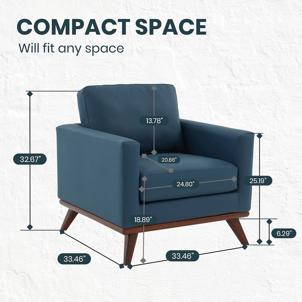 Chester Modern Leather Accent Arm Chair With Birch Wood Base. Picture 5