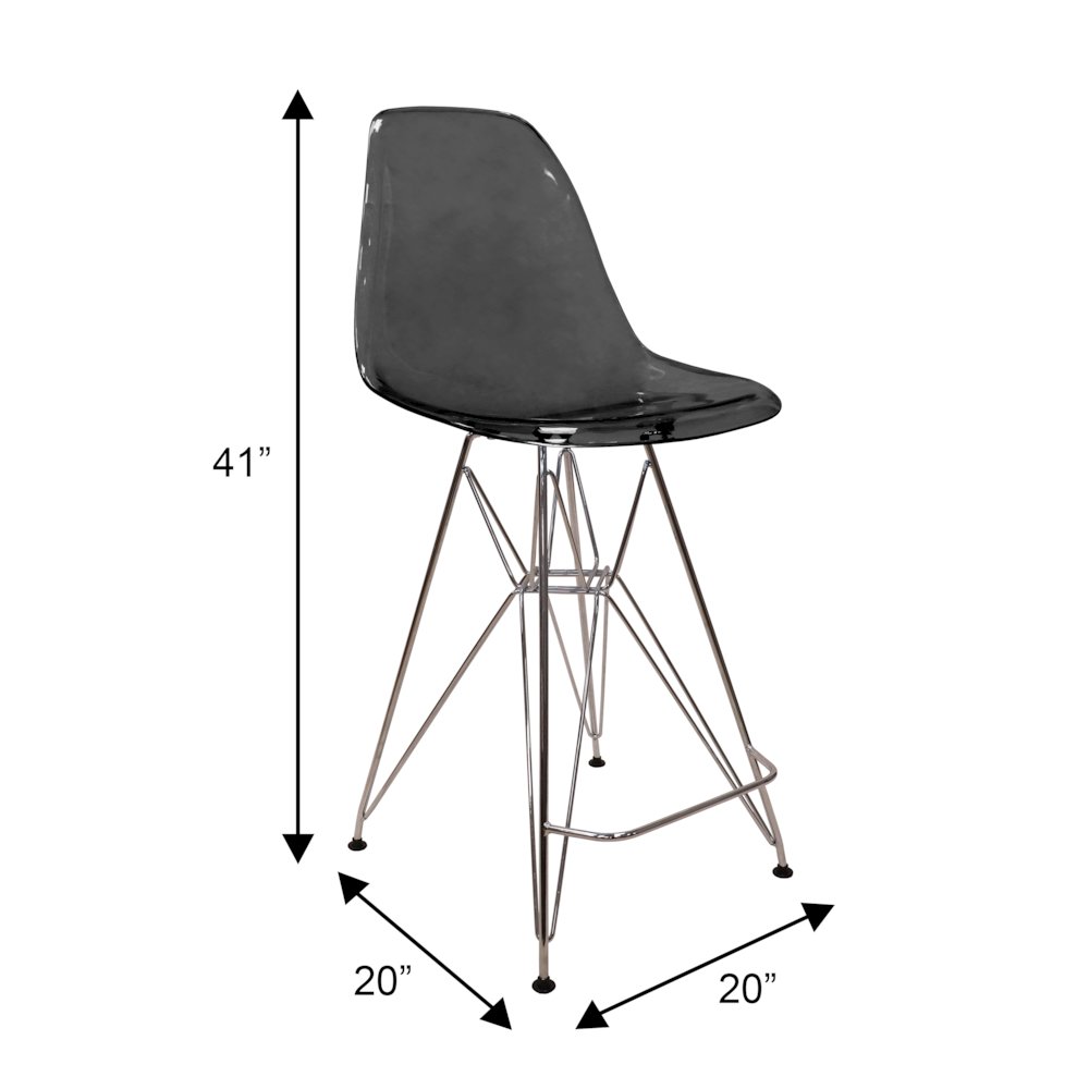 Cresco Modern Acrylic Barstool in Transparent Black. Picture 9