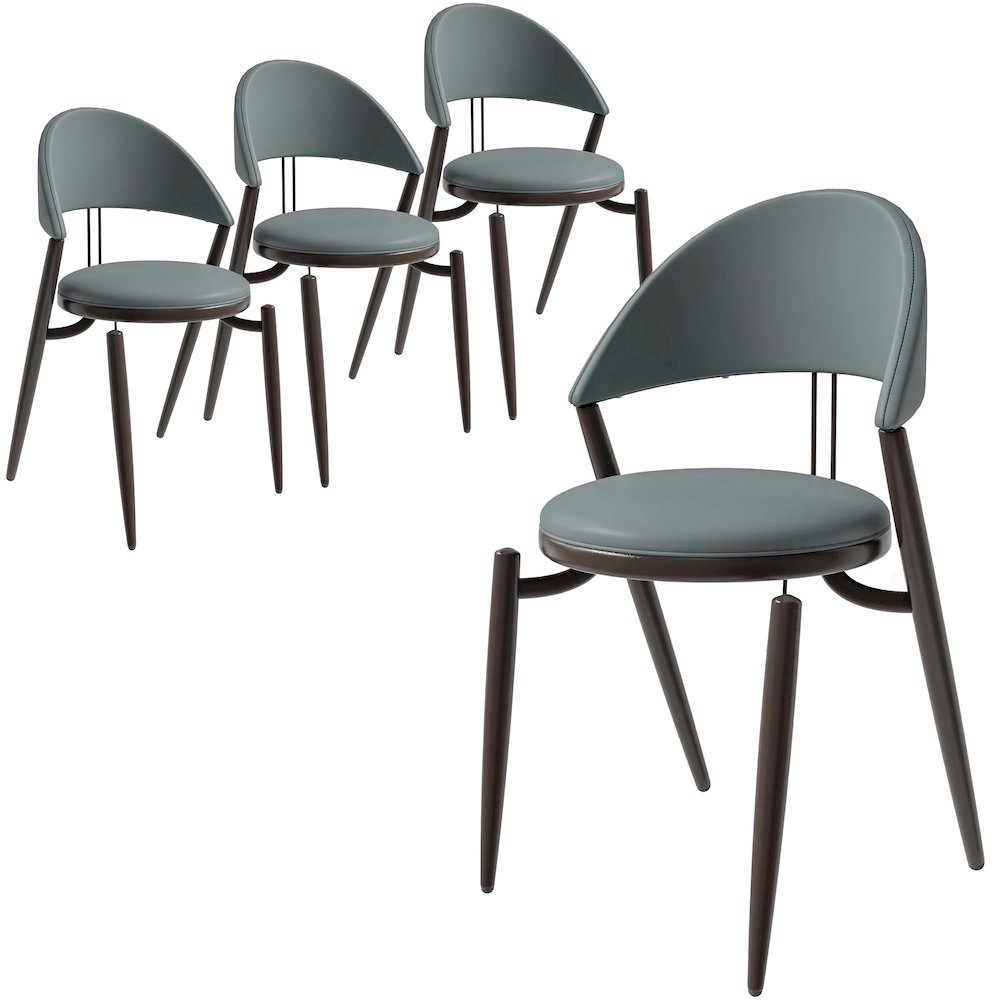 Venice Collection Modern Dining Chair In Black set of 4 in Light Grey. Picture 1