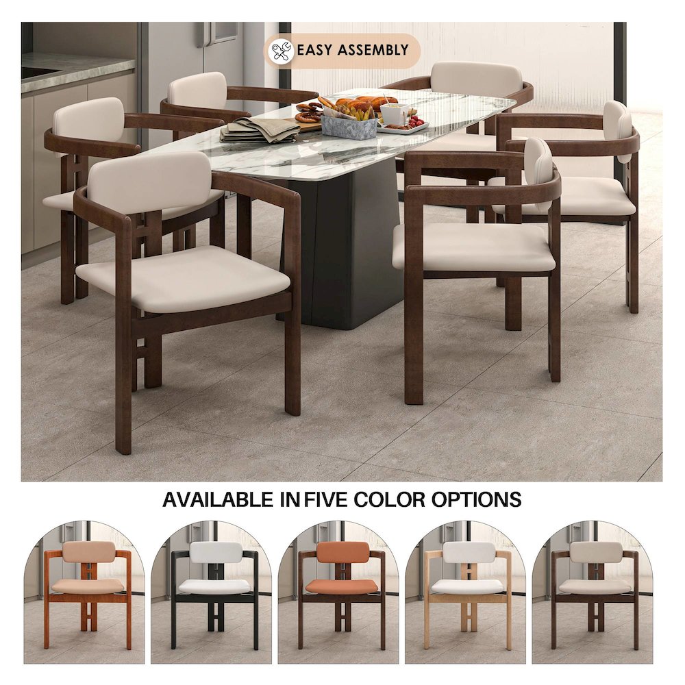 Velo Series Modern Dining Chair in Walnut Color Wood with Toupe Seat. Picture 7