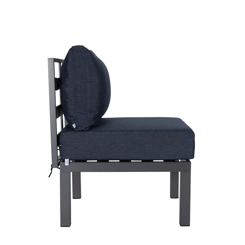 Chelsea 7-Piece Patio Sectional And Fire Pit Table Black Aluminum With Cushions. Picture 13