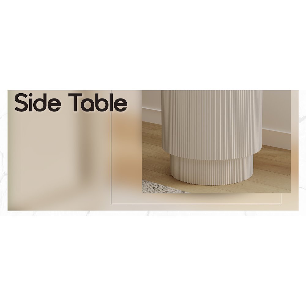 Eden Collection Fiberglass Outdoor Side Table in White. Picture 38