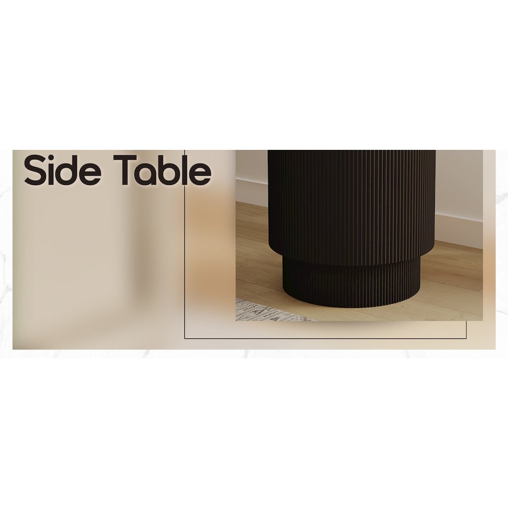 Eden Collection Fiberglass Outdoor Side Table in Black. Picture 16