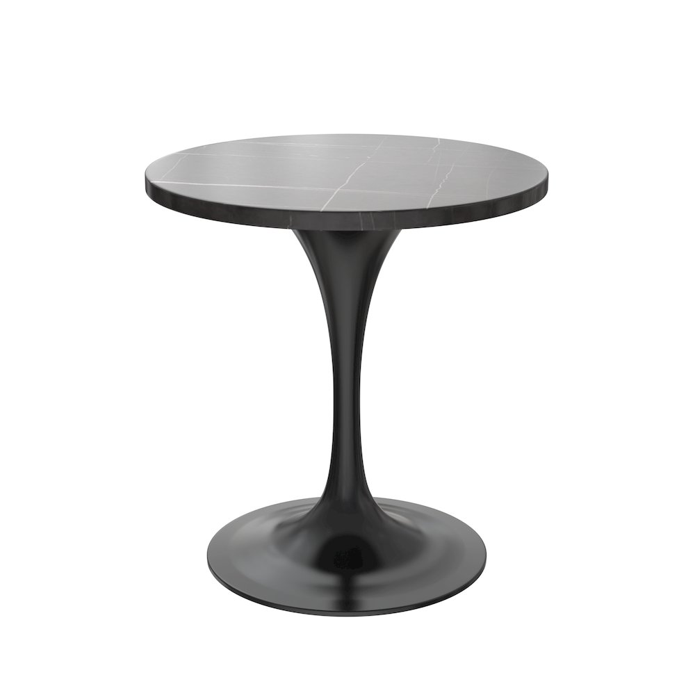 Verve Collection 27 Round Dining Table, Black Base with Sintered Stone Black Top. Picture 4