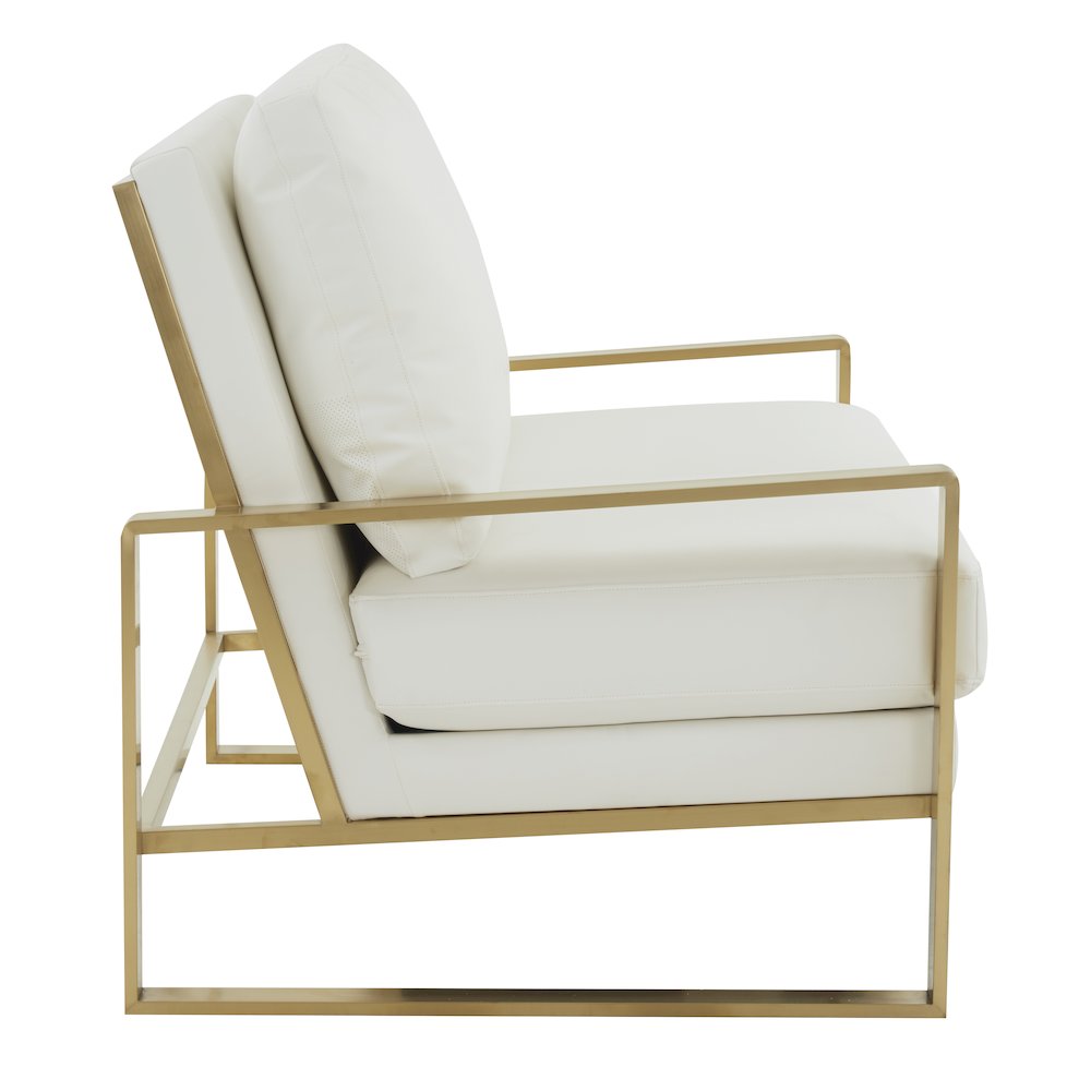 Jefferson - Leather Loveseat - Gold Frame - White. Picture 4