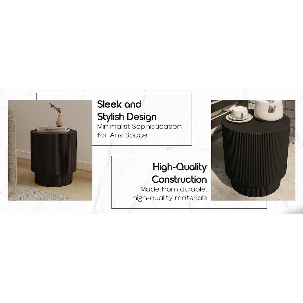 Eden Collection Fiberglass Outdoor Side Table in Black. Picture 17