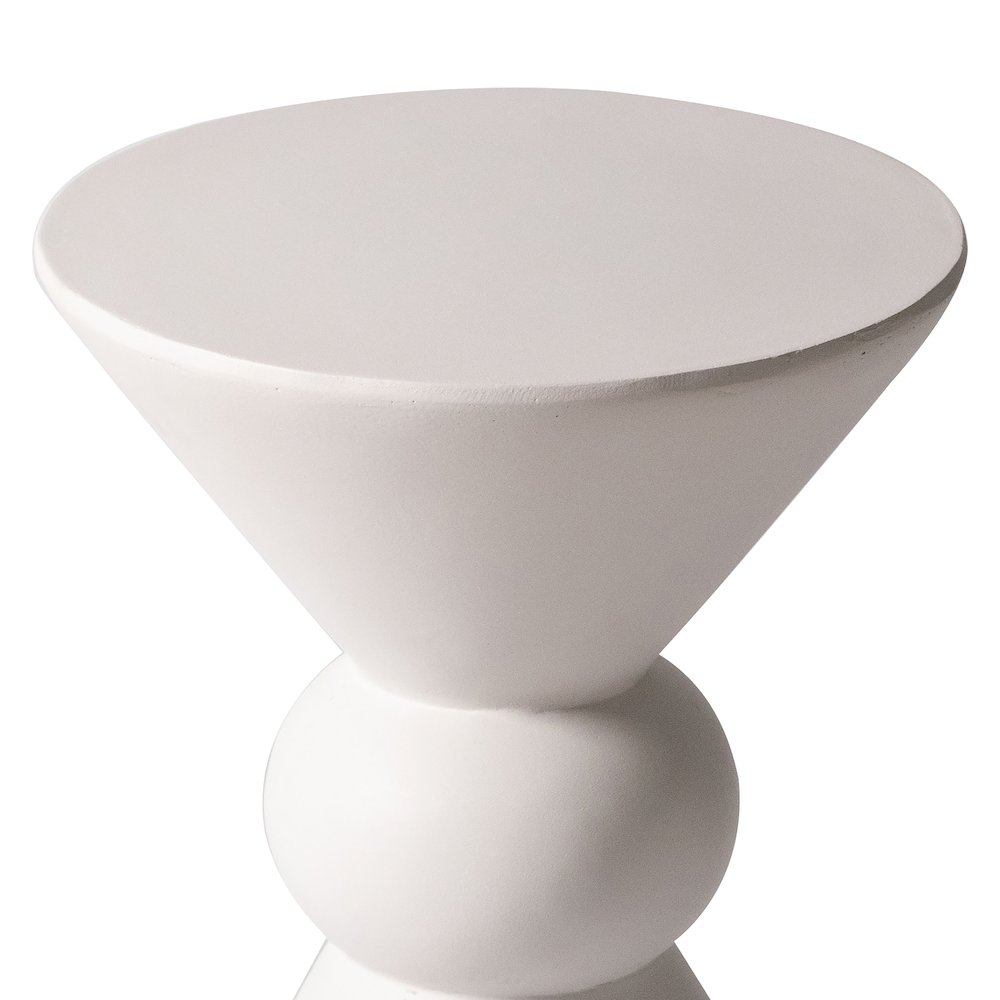 Echo Collection Fiberglass Outdoor Side Table in Cream. Picture 15