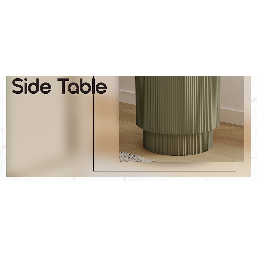 Eden Collection Fiberglass Outdoor Side Table in Olive Green. Picture 15