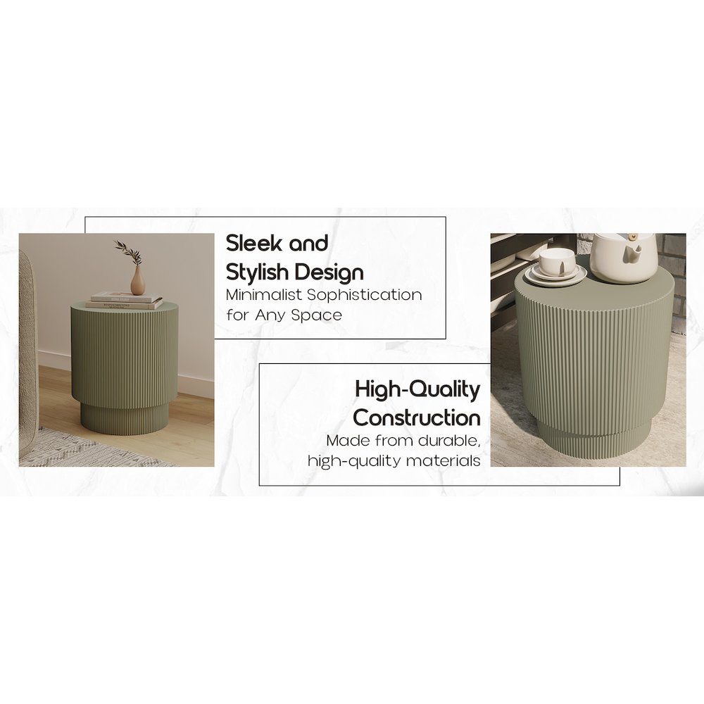 Eden Collection Fiberglass Outdoor Side Table in Olive Green. Picture 16
