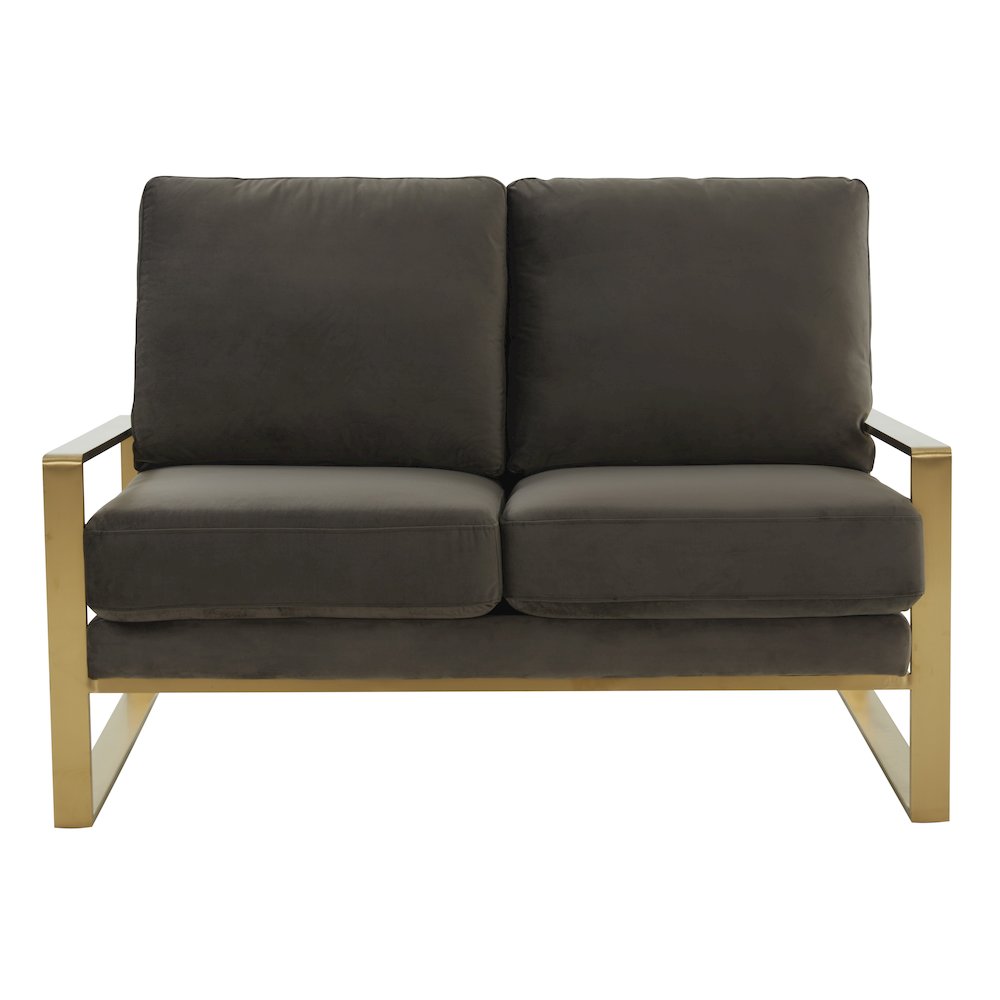 Jefferson Contemporary Modern Velvet Loveseat With Gold Frame. Picture 3