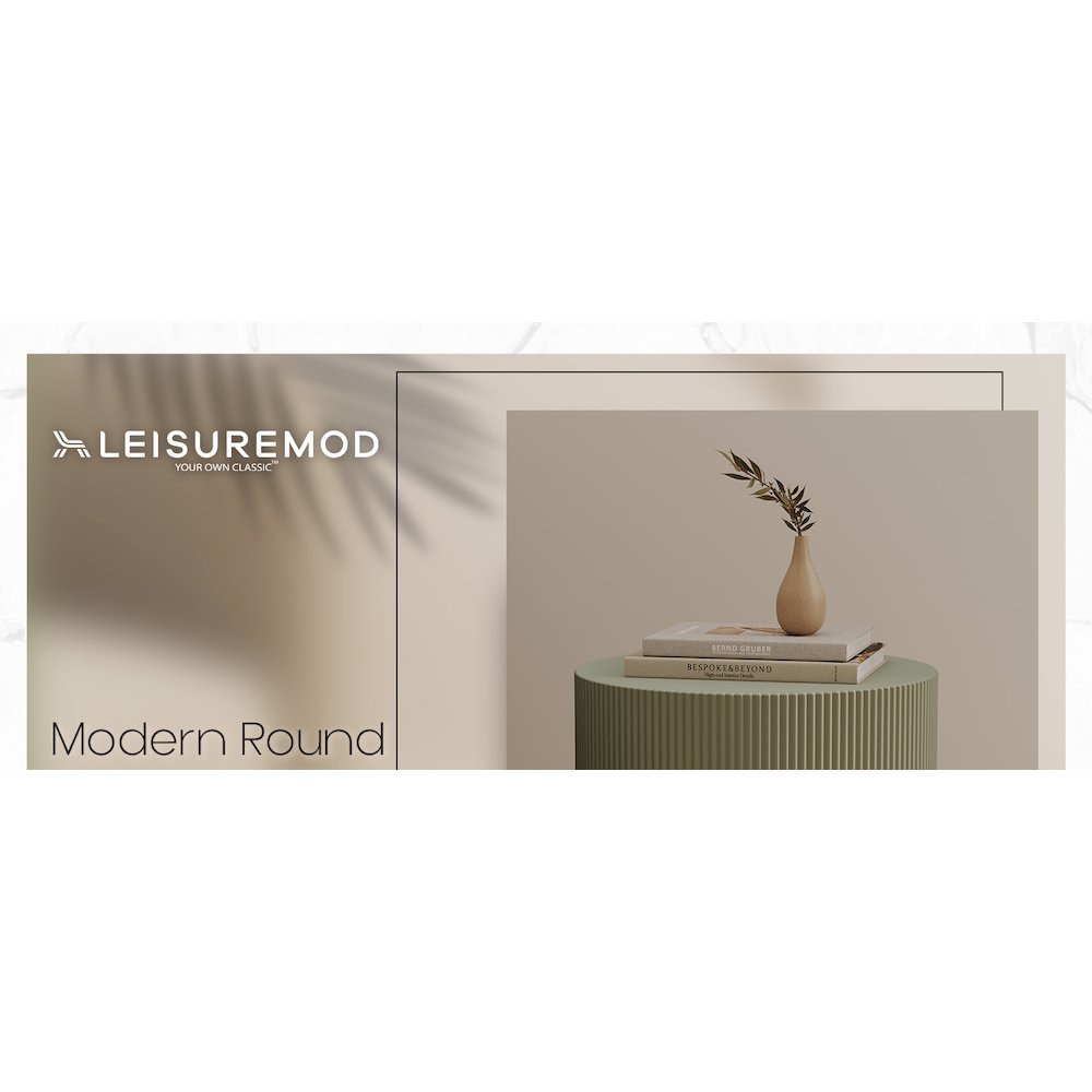 Eden Collection Fiberglass Outdoor Side Table in Olive Green. Picture 14