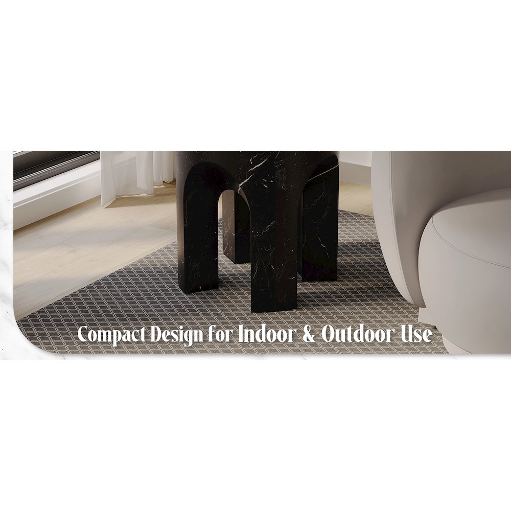 Crus Collection Fiberglass Outdoor Side Table Marbleized Black. Picture 17