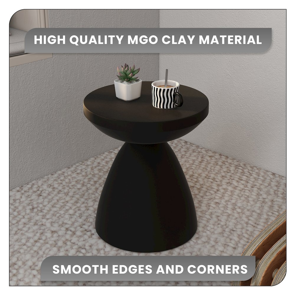 Dune Collection Fiberglass Outdoor Side Table in Black. Picture 22