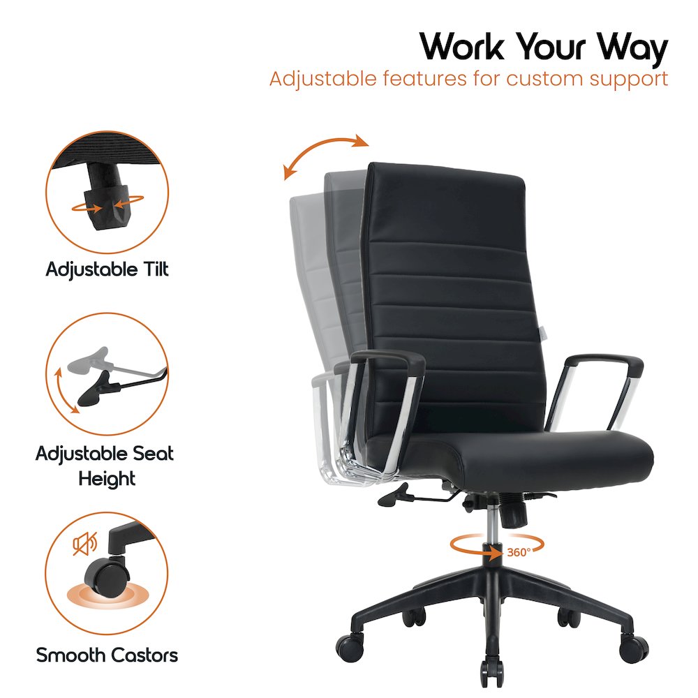 Hilton Modern High-Back Leather Office Chair. Picture 10