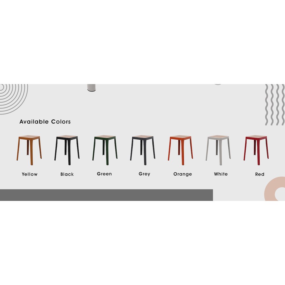 Tresse Series Stackable Poly Stool With Wicker Top 12 in White. Picture 15