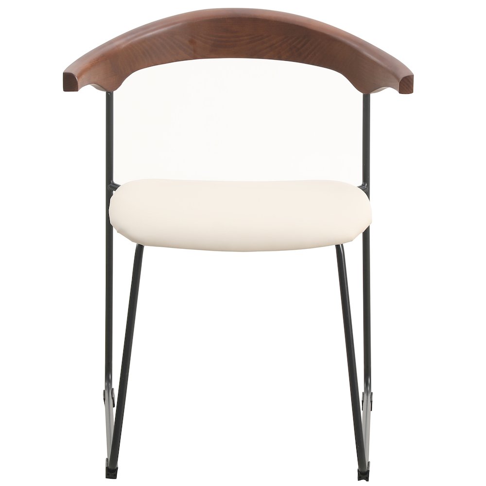 Lyra Collection Modern Chair in Walnut Color back and Taupe Seat. Picture 11
