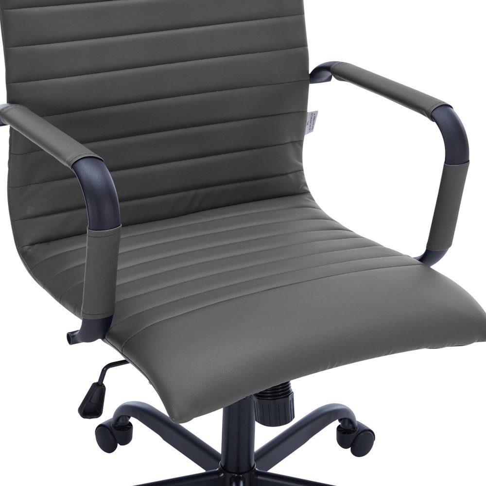 Harris Leather Home High-Back Office Chair in Grey With Black Frame. Picture 17