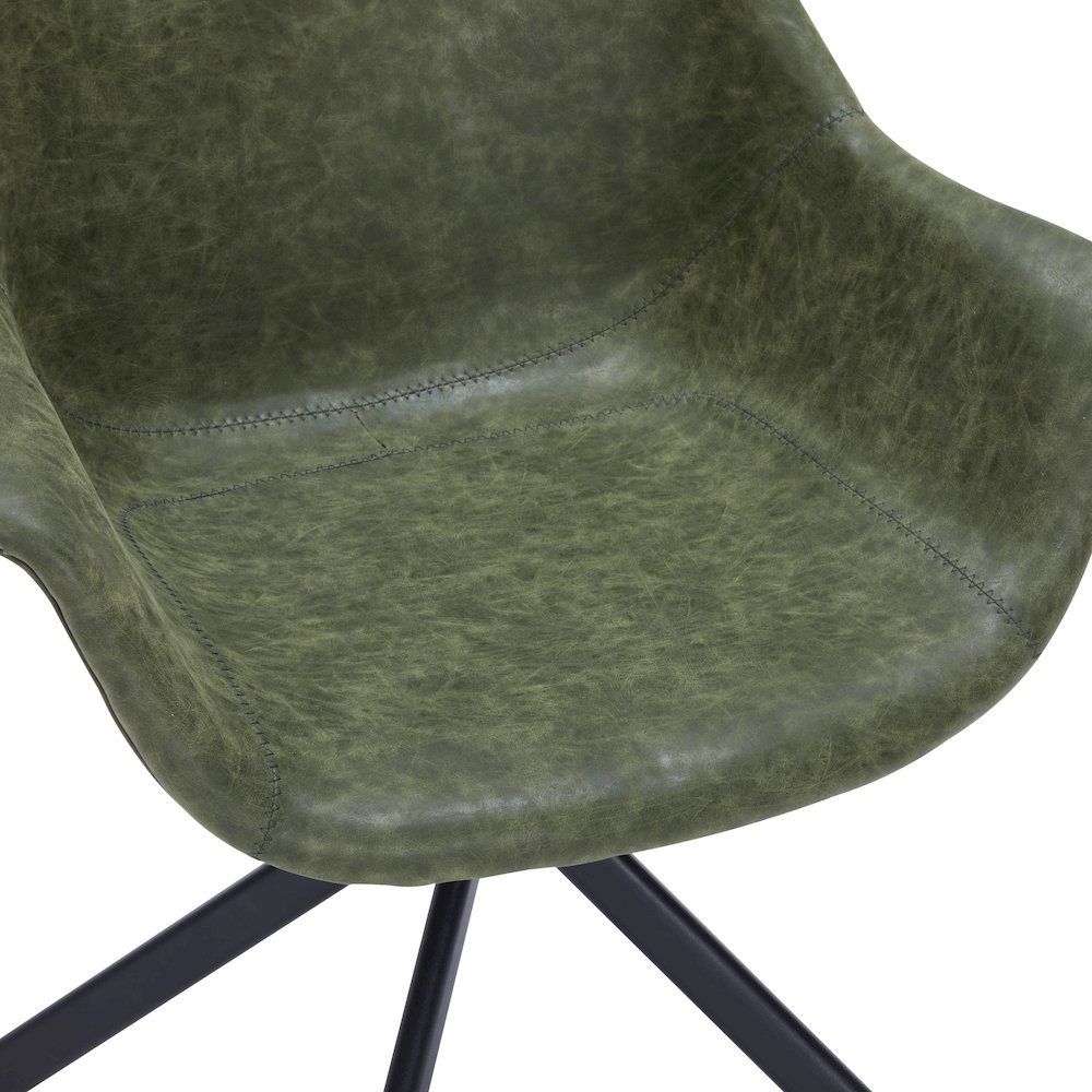 Markley Modern Leather Dining Swival Arm Chair in Green. Picture 12