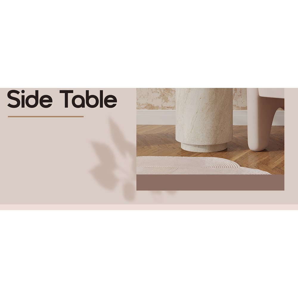 Modern Side End Table Ramble Series In Travertine. Picture 17