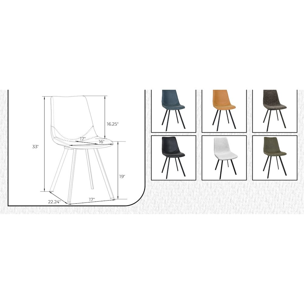 Markley Modern Leather Dining Chair With Metal Legs, Light Grey. Picture 50