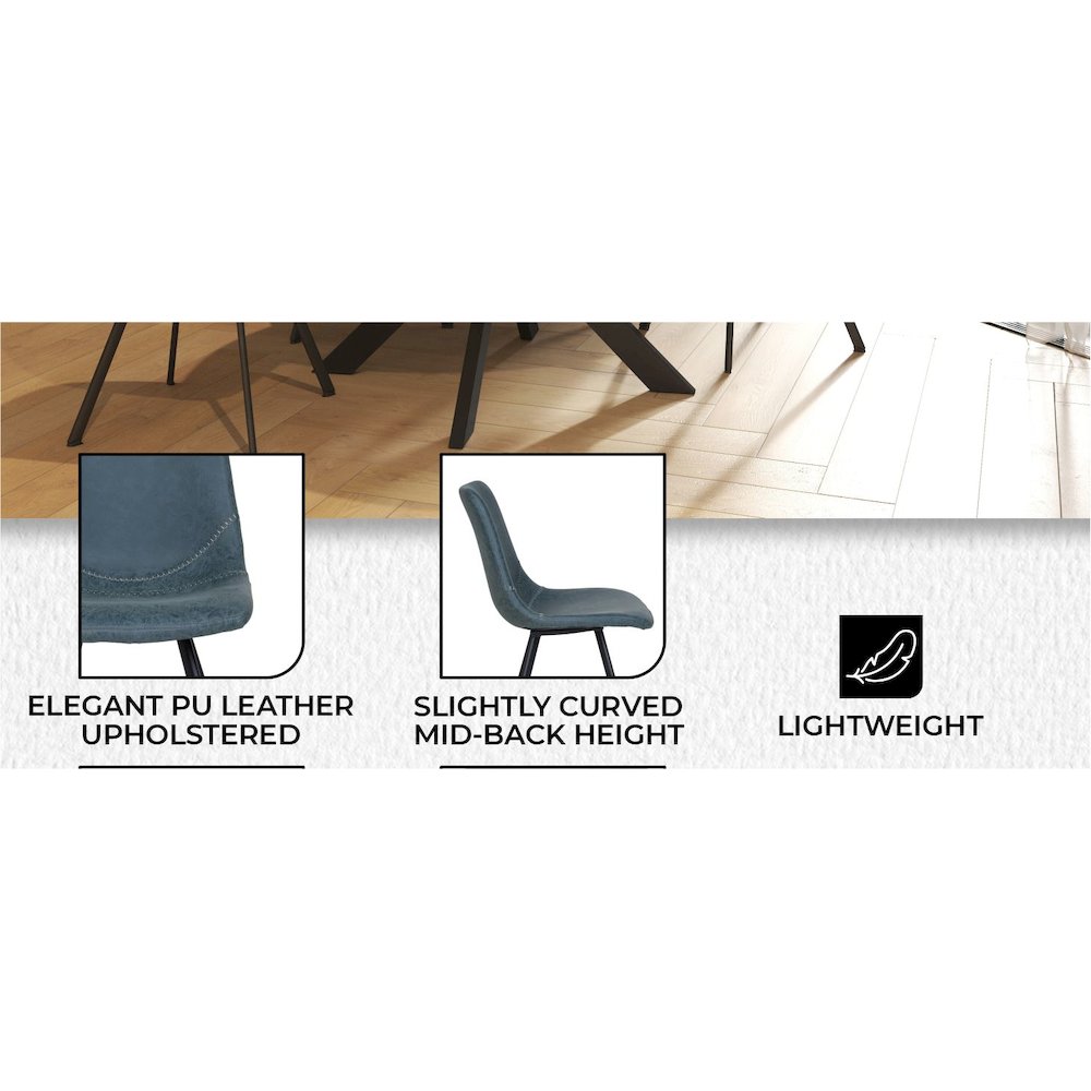 Markley Modern Leather Dining Chair With Metal Legs. Picture 31