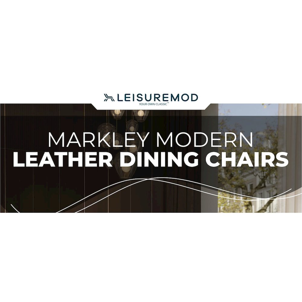 Markley Modern Leather Dining Chair With Metal Legs. Picture 34