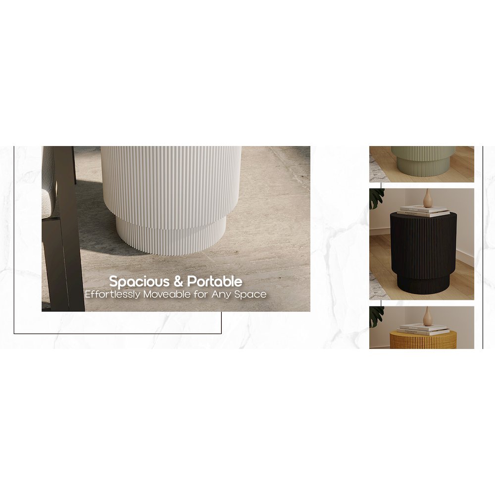 Eden Collection Fiberglass Outdoor Side Table in White. Picture 42