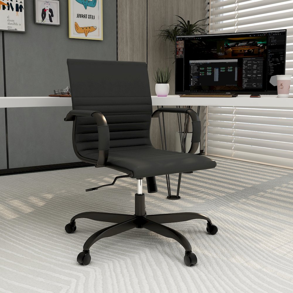 Harris Leather Home Office Chair With Black Frame in Black. Picture 8