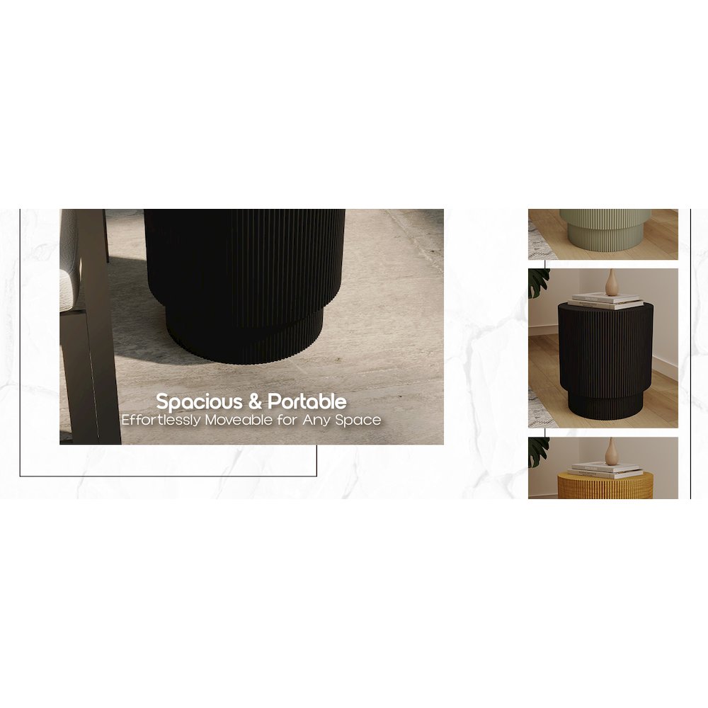 Eden Collection Fiberglass Outdoor Side Table in Black. Picture 19
