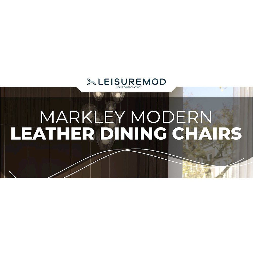 Markley Modern Leather Dining Chair With Metal Legs, Light Grey. Picture 54