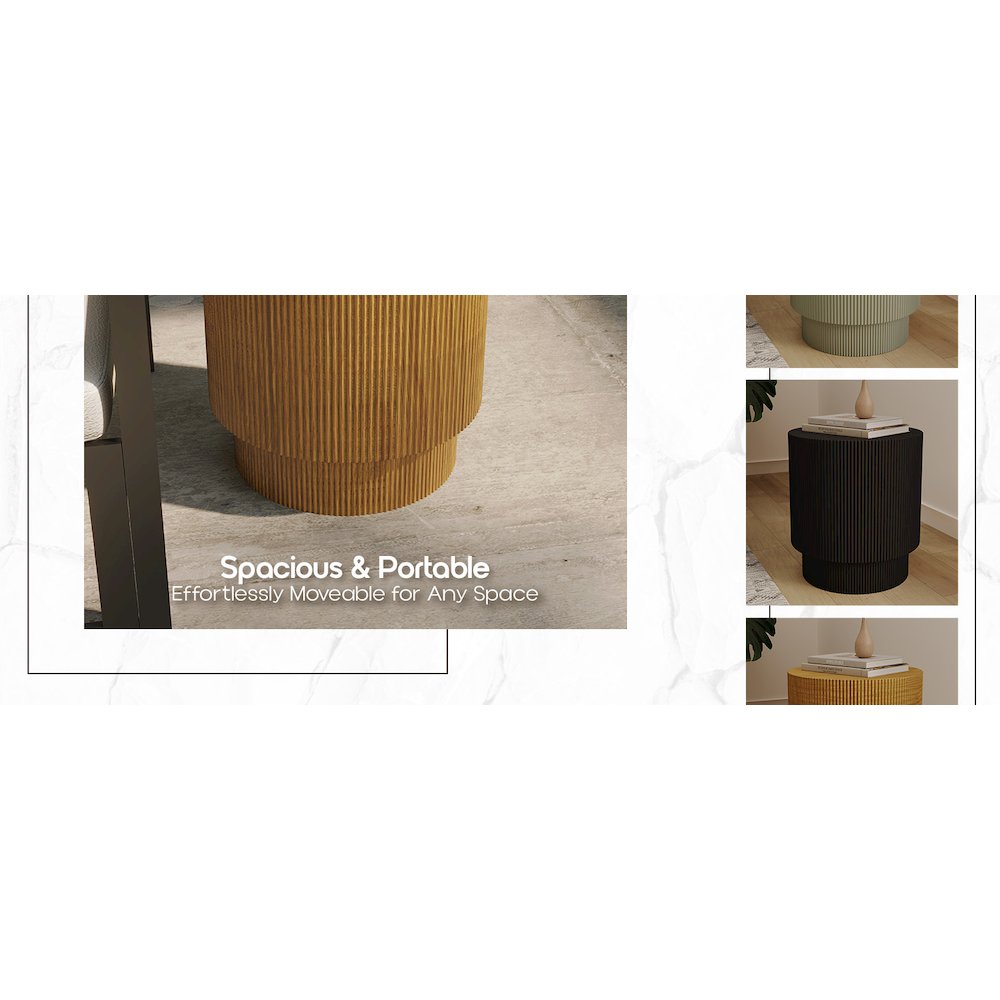 Eden Collection Fiberglass Outdoor Side Table in Wood Brown. Picture 19