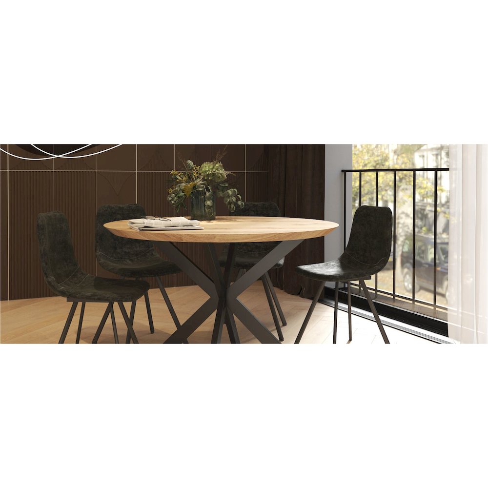 Markley Modern Leather Dining Chair With Metal Legs. Picture 40