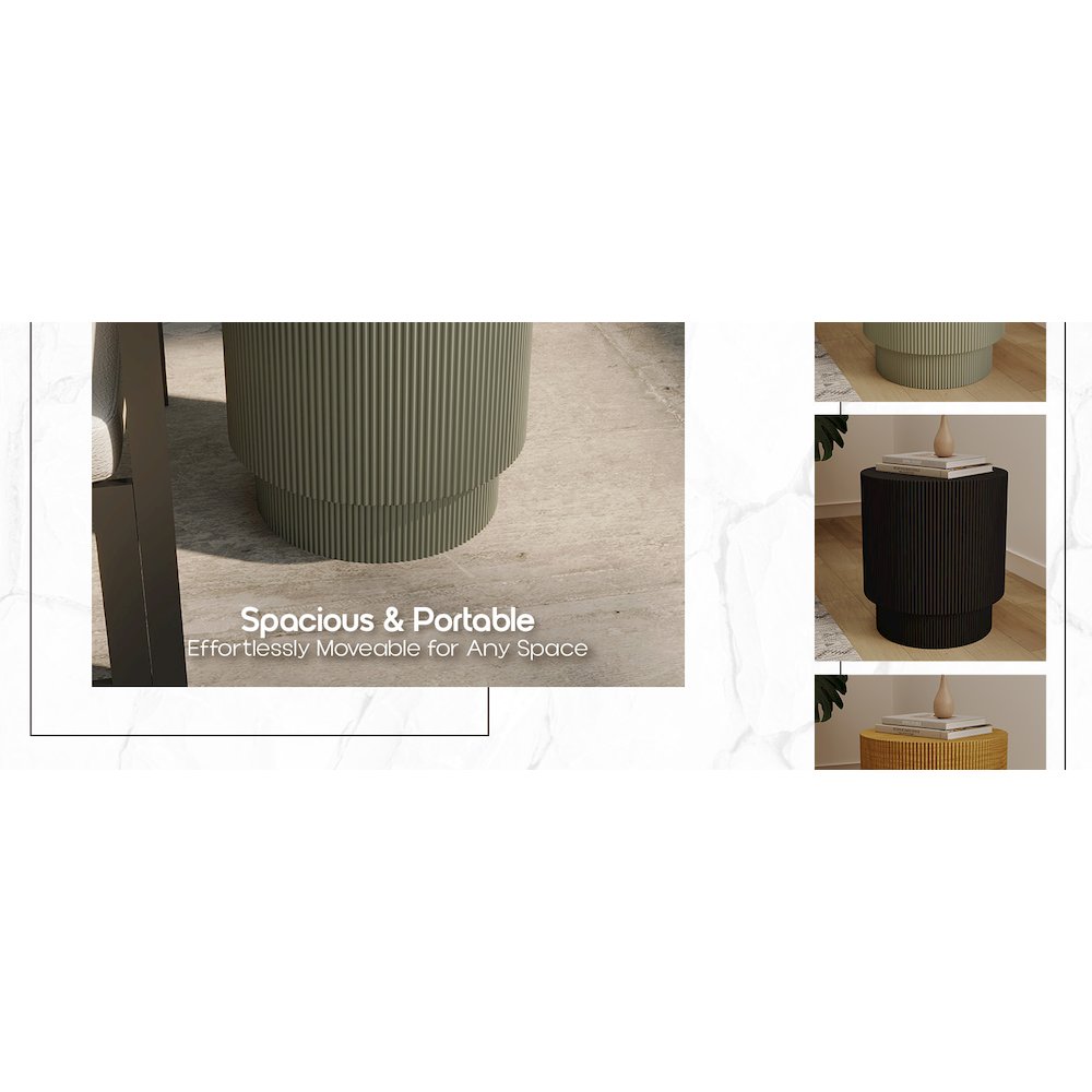 Eden Collection Fiberglass Outdoor Side Table in Olive Green. Picture 18