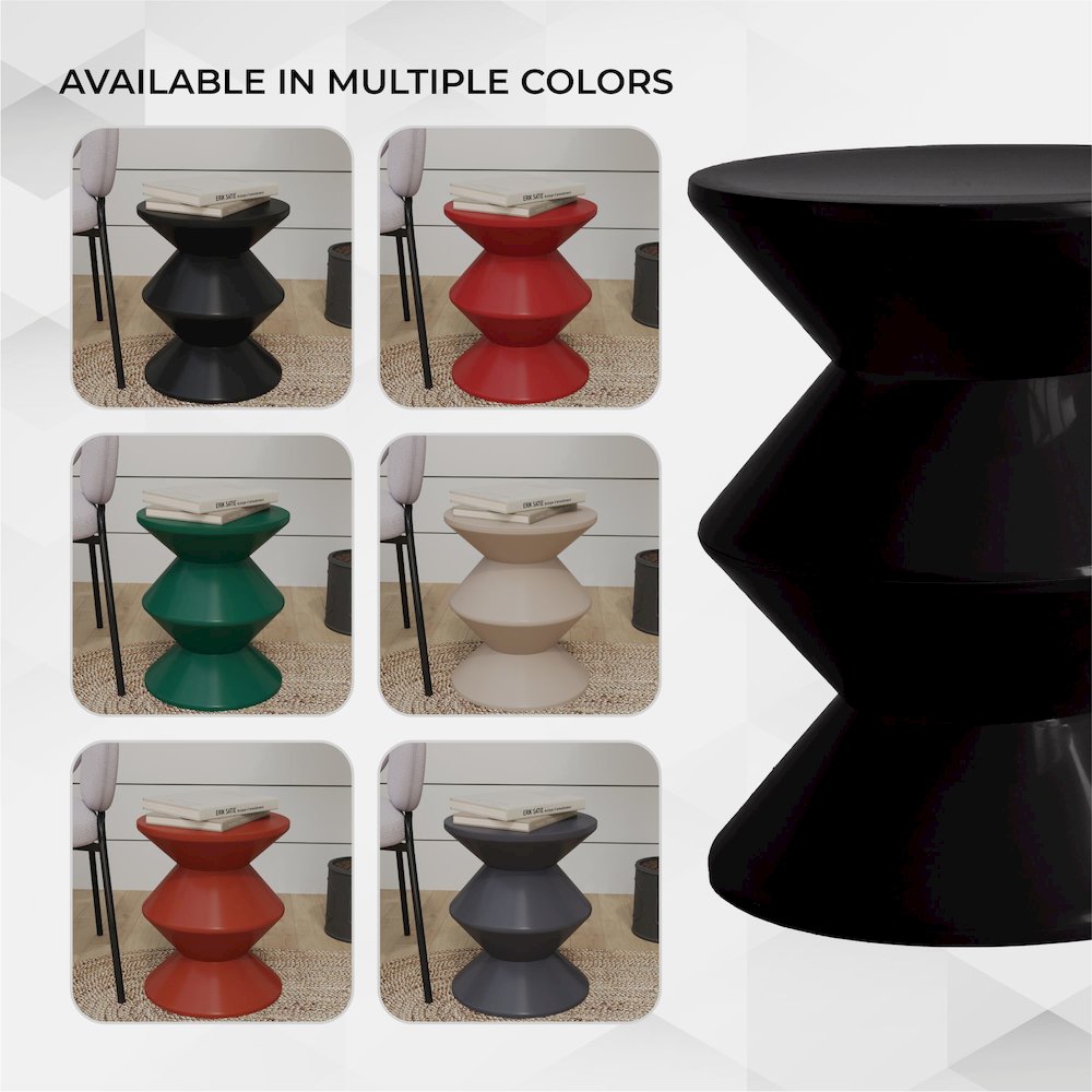 Aura Modern Plastic Side End Table, Indoor/Outdoor Use, Black. Picture 5
