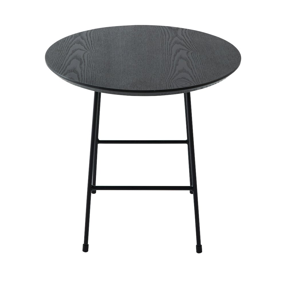 Rossmore Mid Century Modern Round Side Table With Black Steel Frame. Picture 16