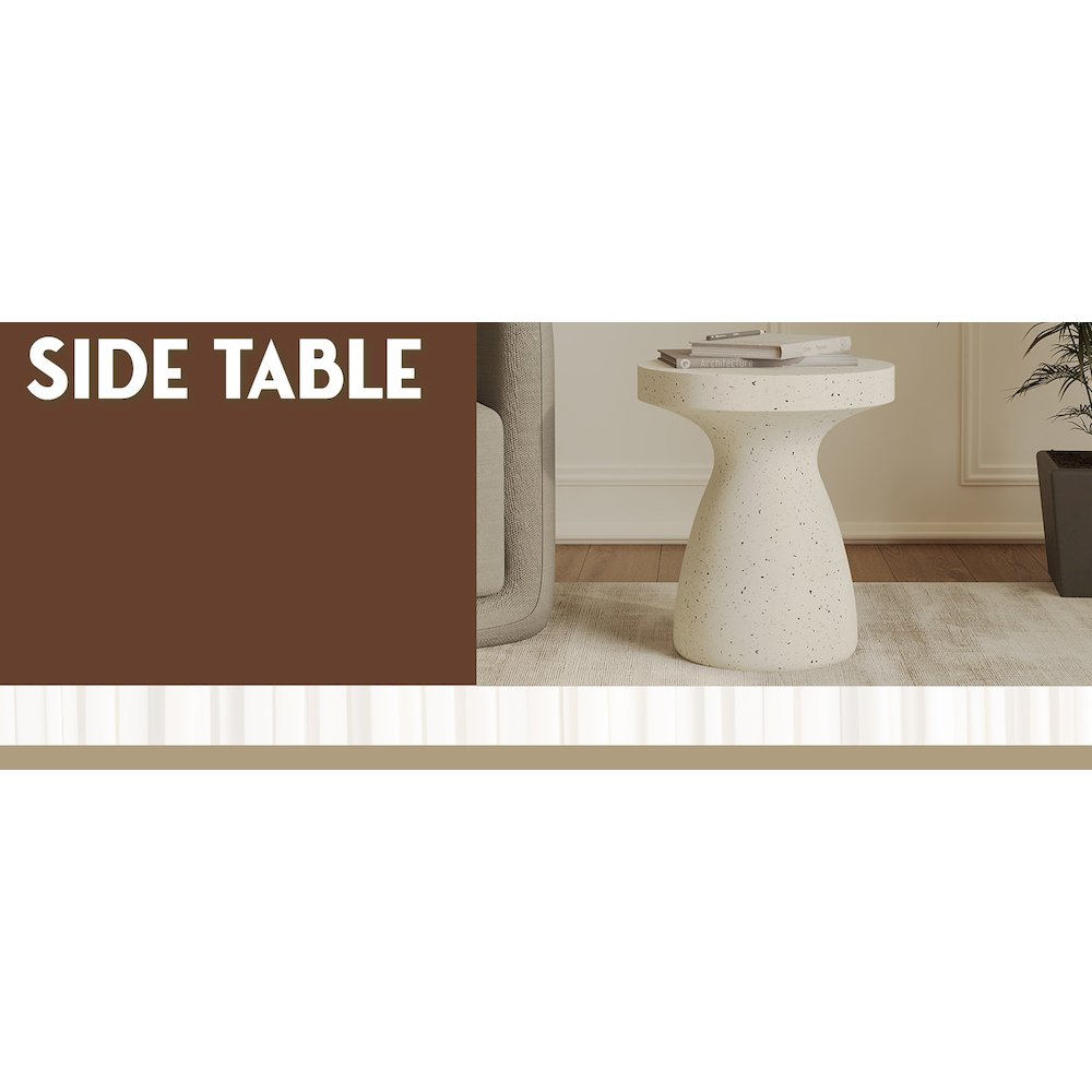 Modern Side End Table Wisp Series In Terrazzo White. Picture 17