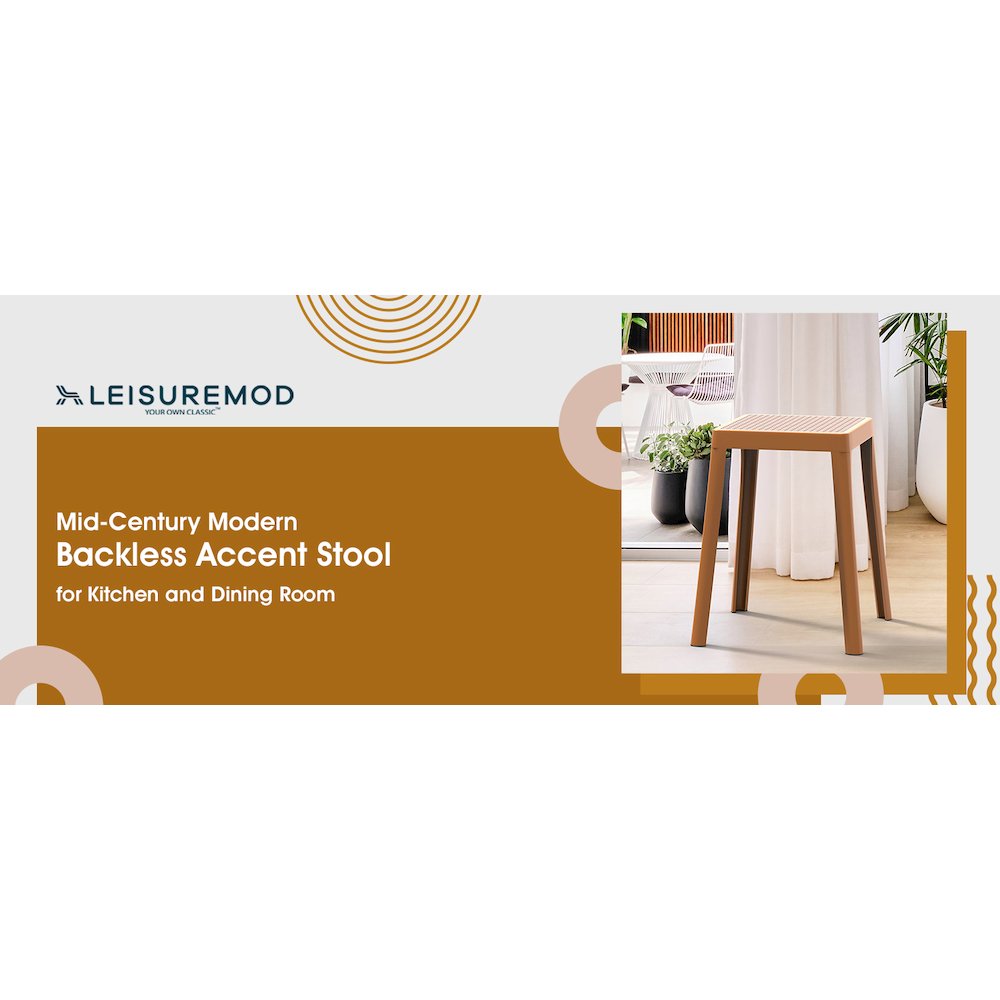 Tresse Series Stackable Poly Stool With Wicker Top 12 in Yellow. Picture 11