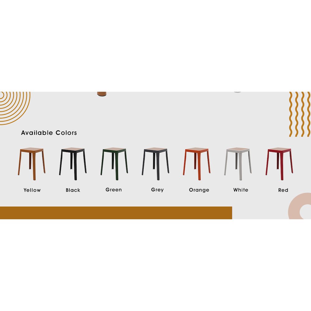 Tresse Series Stackable Poly Stool With Wicker Top 12 in Yellow. Picture 15