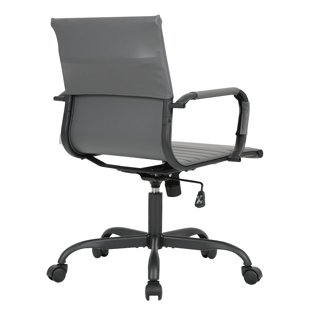 Harris Leather Home Office Chair in Grey With Black Frame. Picture 26