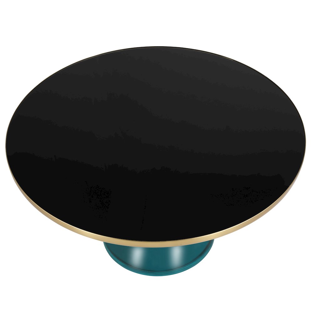 Tully Collection Glass Coffee Table Blue glass, Gold Rim with Black Glass top. Picture 4