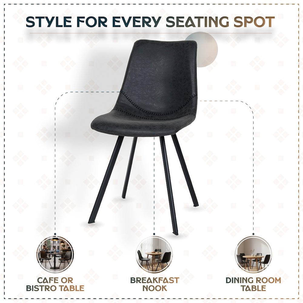 Markley Modern Leather Dining Chair With Metal Legs. Picture 4