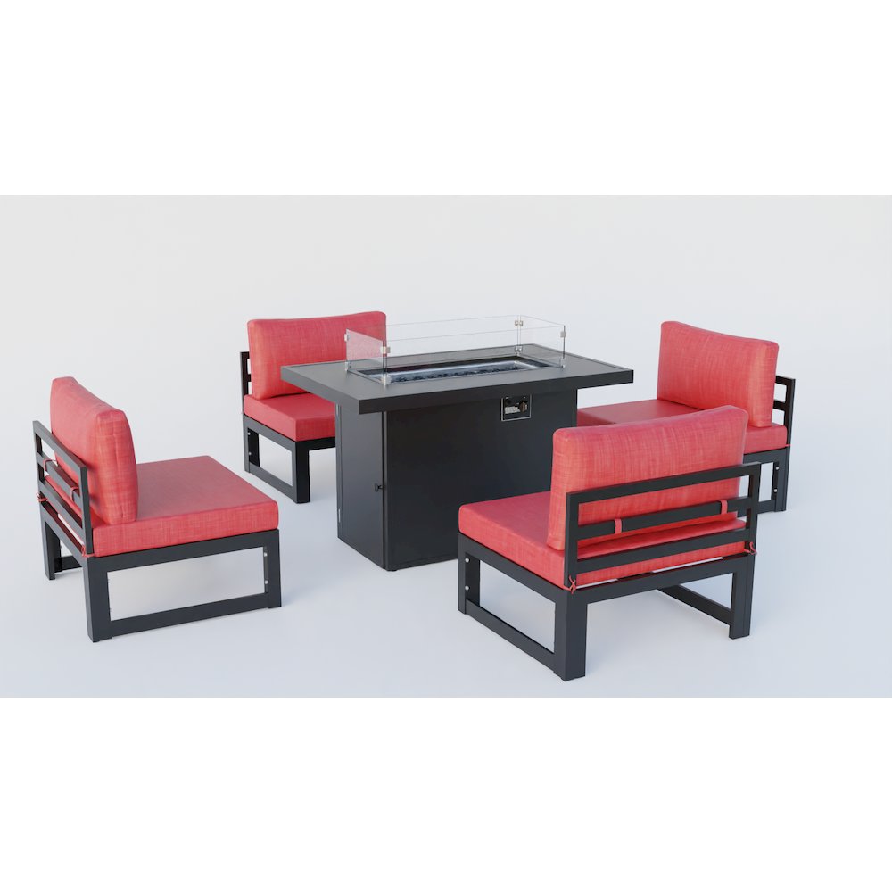 Chelsea 5-Piece Middle Patio Chairs and Fire Pit Table. Picture 5